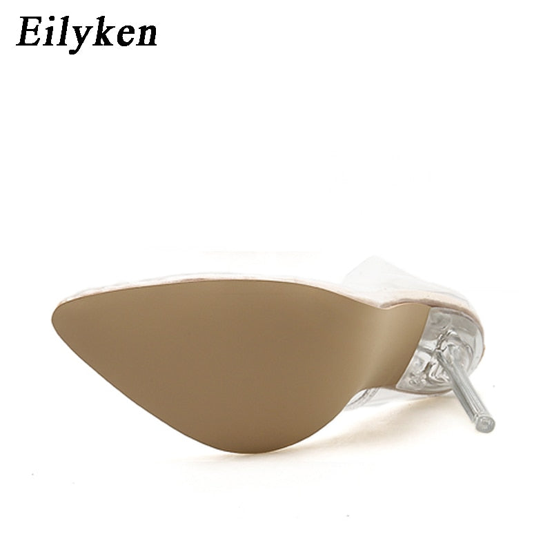 Eilyken Clear PVC Transparent Pumps Sandals Perspex Stilettos High Heels Pointed Toe Women's Nightclub