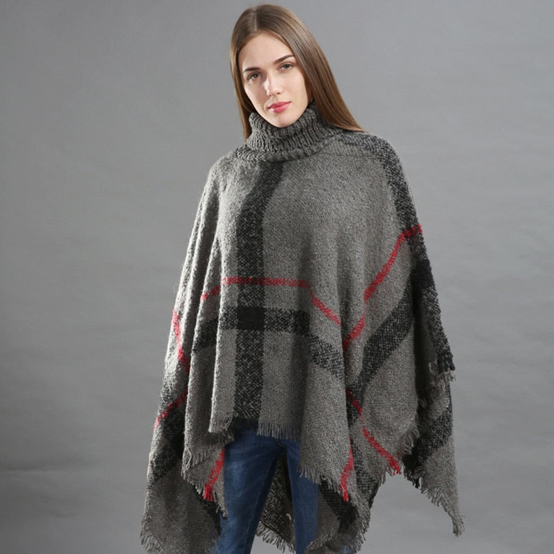 New Designer Ponchos Beach Shawl - Elegant Fringe Tassel Shawls - Classic Plaid Shawl - Autumn Winter Ponchos Capes 2023