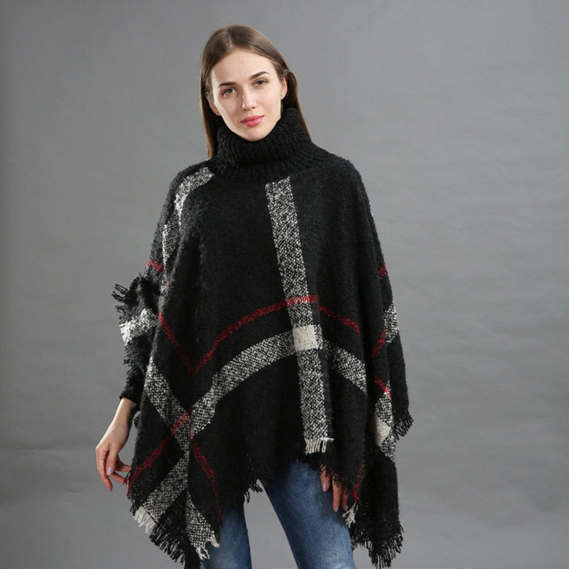 New Designer Ponchos Beach Shawl - Elegant Fringe Tassel Shawls - Classic Plaid Shawl - Autumn Winter Ponchos Capes 2023