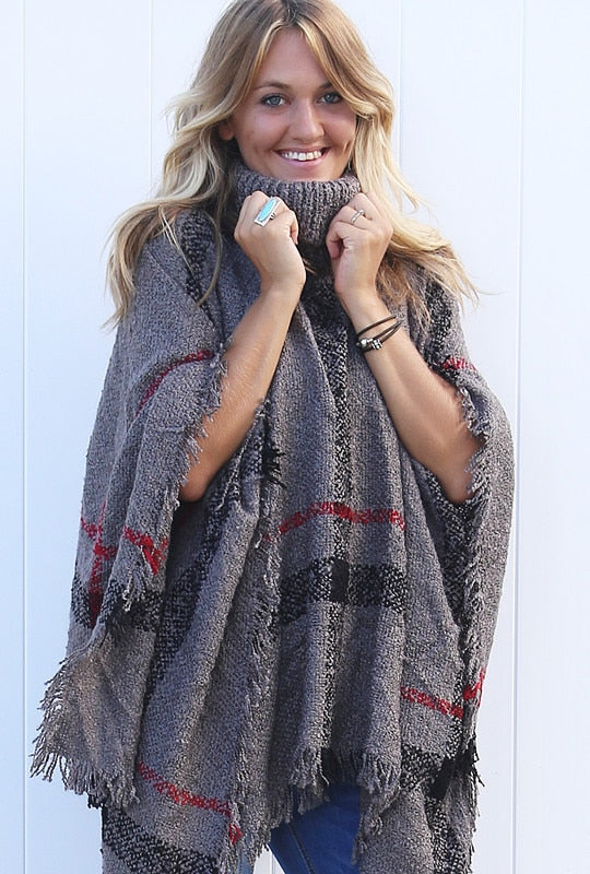 New Designer Ponchos Beach Shawl - Elegant Fringe Tassel Shawls - Classic Plaid Shawl - Autumn Winter Ponchos Capes 2023