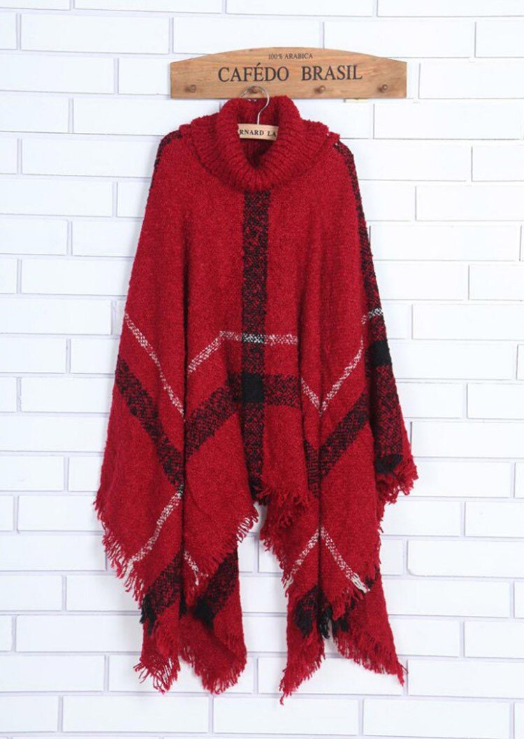 New Designer Ponchos Beach Shawl - Elegant Fringe Tassel Shawls - Classic Plaid Shawl - Autumn Winter Ponchos Capes 2023