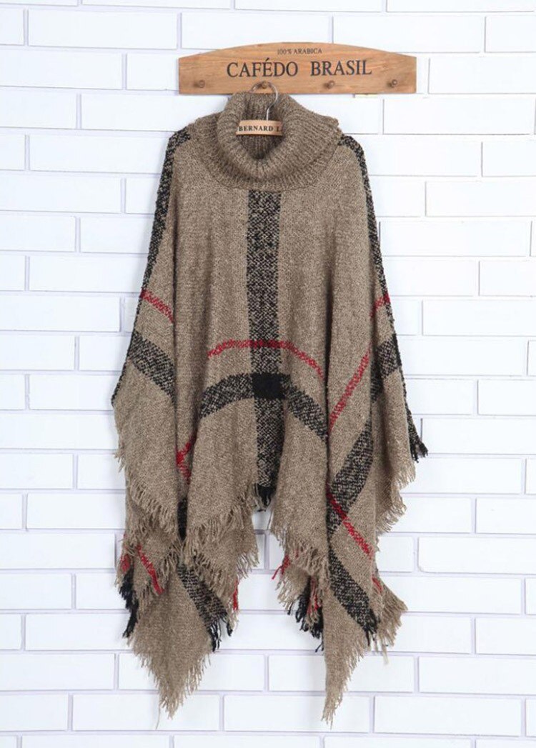 New Designer Ponchos Beach Shawl - Elegant Fringe Tassel Shawls - Classic Plaid Shawl - Autumn Winter Ponchos Capes 2023