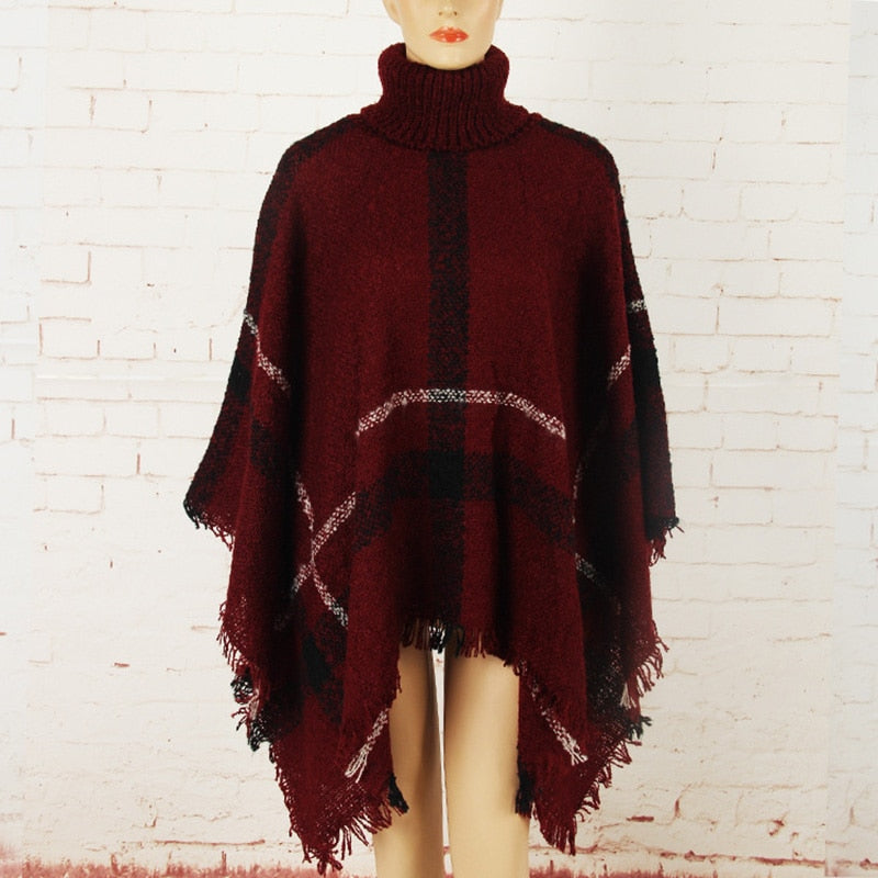 New Designer Ponchos Beach Shawl - Elegant Fringe Tassel Shawls - Classic Plaid Shawl - Autumn Winter Ponchos Capes 2023