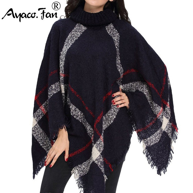 New Designer Ponchos Beach Shawl - Elegant Fringe Tassel Shawls - Classic Plaid Shawl - Autumn Winter Ponchos Capes 2023