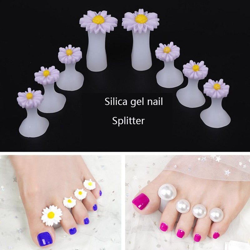 New product 8Pcs/Pack Silicone Toe Separator Daisy Flowers Designs Toe Spacers Manicure Tools Soft Nail Splitter Device