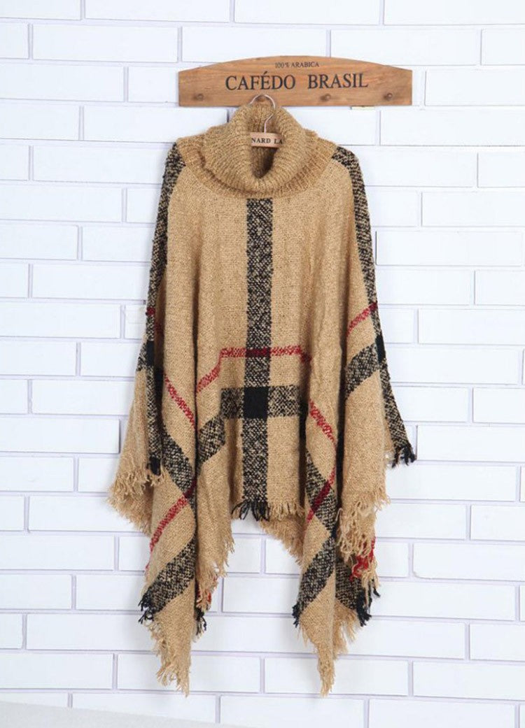 New Designer Ponchos Beach Shawl - Elegant Fringe Tassel Shawls - Classic Plaid Shawl - Autumn Winter Ponchos Capes 2023