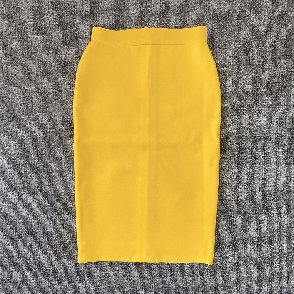 High Quality Women New Rayon Bandgae Skirt Elegant Pencil Skirt Celebrity Sexy Club Party Wear Vintage Vestios