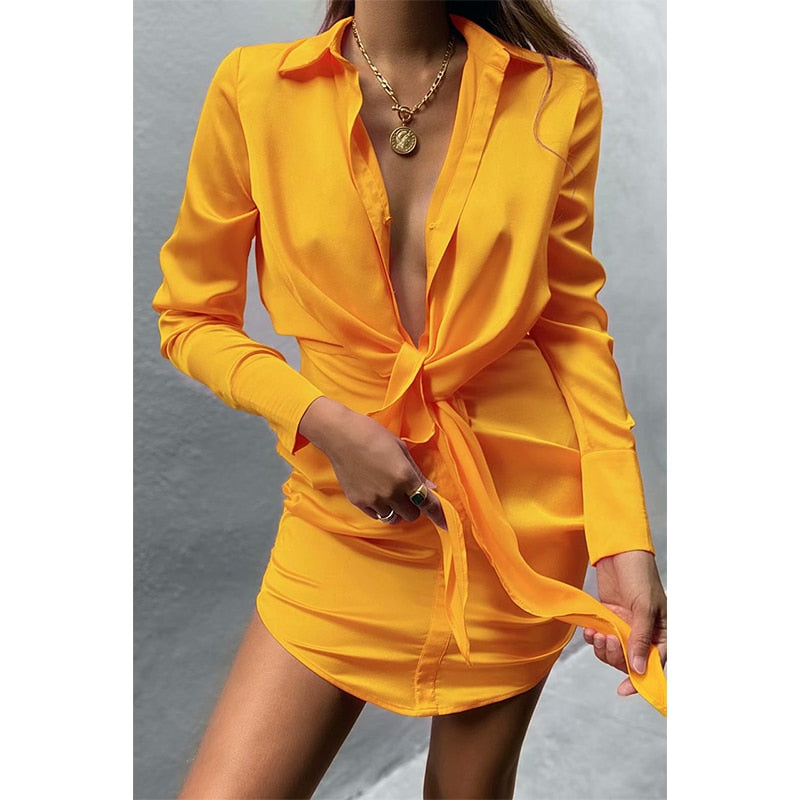 Special interest design mini dress summer long sleeves women irregularity pleated vocation style sexy loose white shirtdress