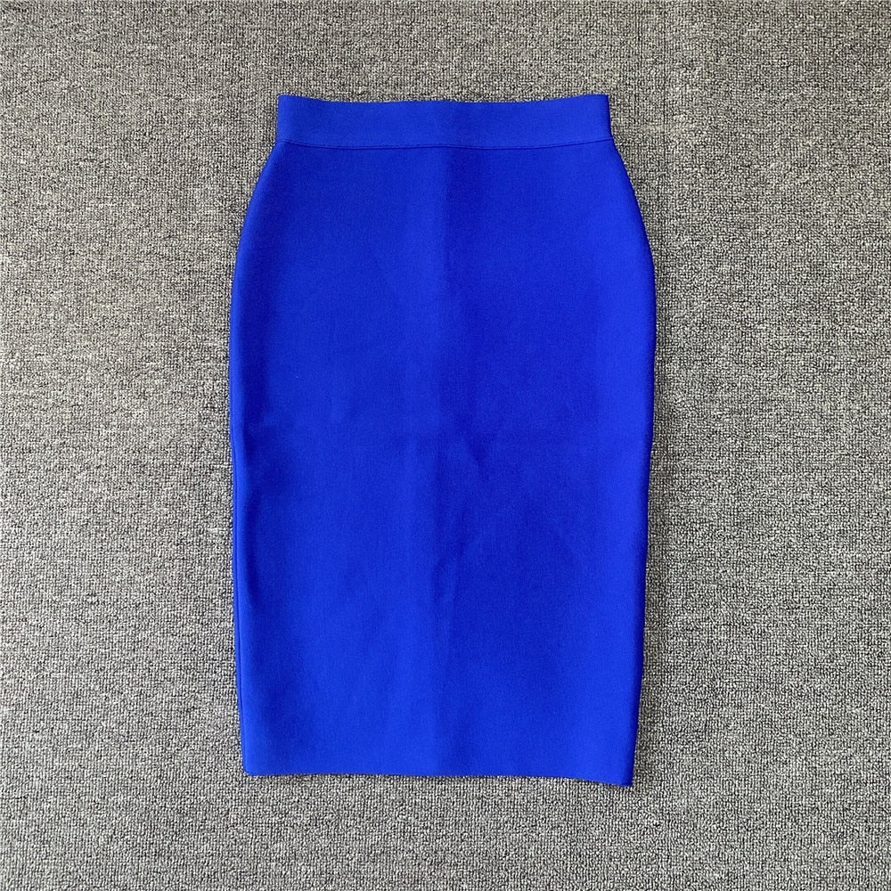 High Quality Women New Rayon Bandgae Skirt Elegant Pencil Skirt Celebrity Sexy Club Party Wear Vintage Vestios