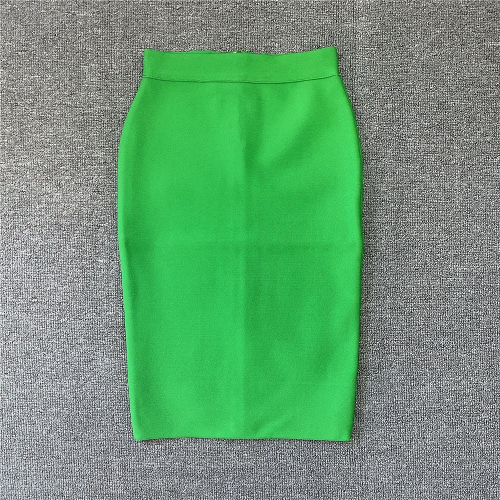 High Quality Women New Rayon Bandgae Skirt Elegant Pencil Skirt Celebrity Sexy Club Party Wear Vintage Vestios