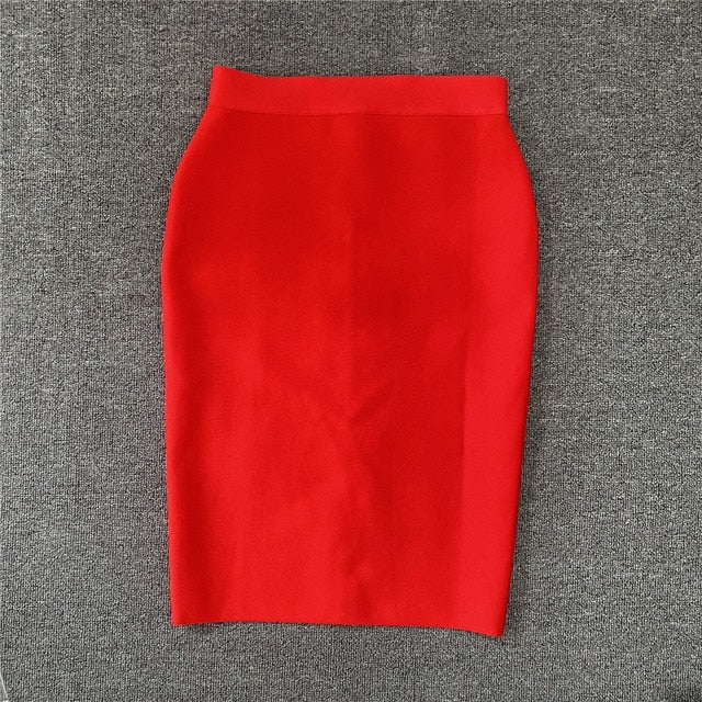 High Quality Women New Rayon Bandgae Skirt Elegant Pencil Skirt Celebrity Sexy Club Party Wear Vintage Vestios