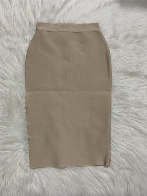 High Quality Women New Rayon Bandgae Skirt Elegant Pencil Skirt Celebrity Sexy Club Party Wear Vintage Vestios