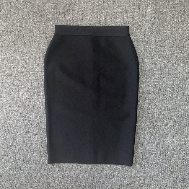 High Quality Women New Rayon Bandgae Skirt Elegant Pencil Skirt Celebrity Sexy Club Party Wear Vintage Vestios