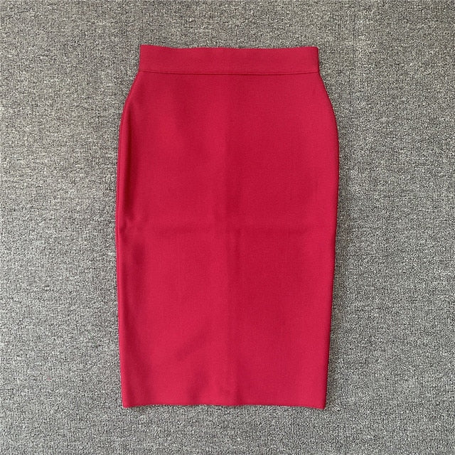 High Quality Women New Rayon Bandgae Skirt Elegant Pencil Skirt Celebrity Sexy Club Party Wear Vintage Vestios