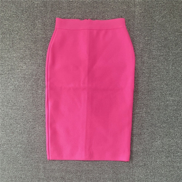 High Quality Women New Rayon Bandgae Skirt Elegant Pencil Skirt Celebrity Sexy Club Party Wear Vintage Vestios