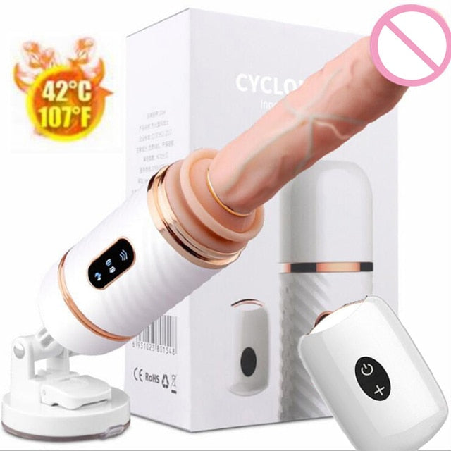 Self-heating Vibrator Retractable Dildo Suction Cup Penis Remote Control Sex Machine