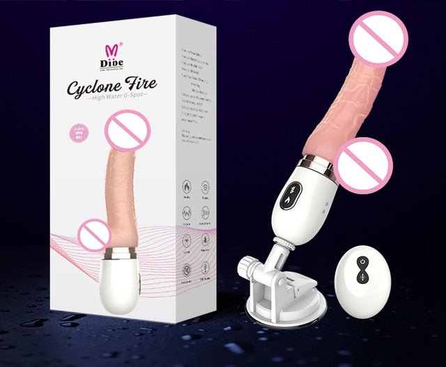 Self-heating Vibrator Retractable Dildo Suction Cup Penis Remote Control Sex Machine