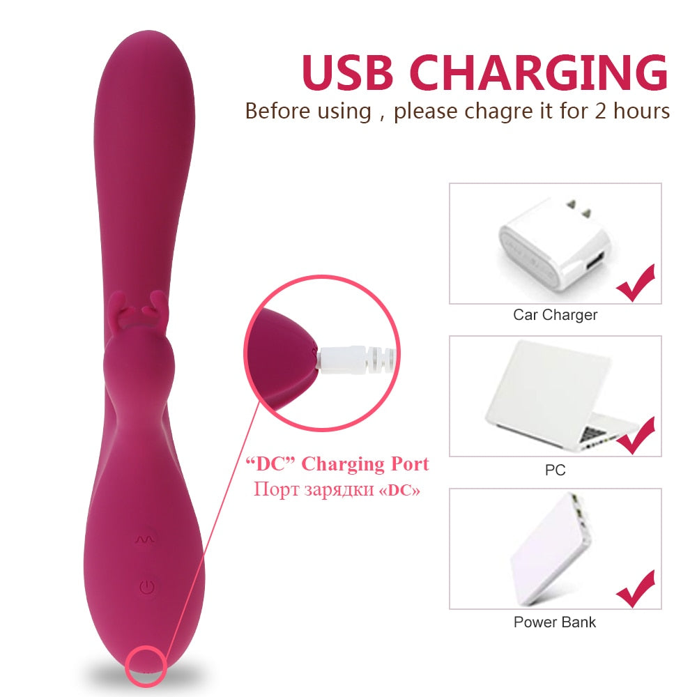 Use Your Tongue Vibrating Rabbit with G Spot Stimulator - Heating & Telescopic Throb