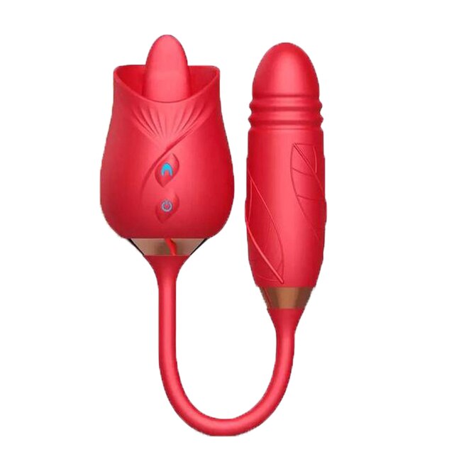 Rose Vibrator for Women Clitoral Tongue Licking Thrusting G Spot Clitoris Stimulator Butt Nipple Orgasm Masturbator Toy