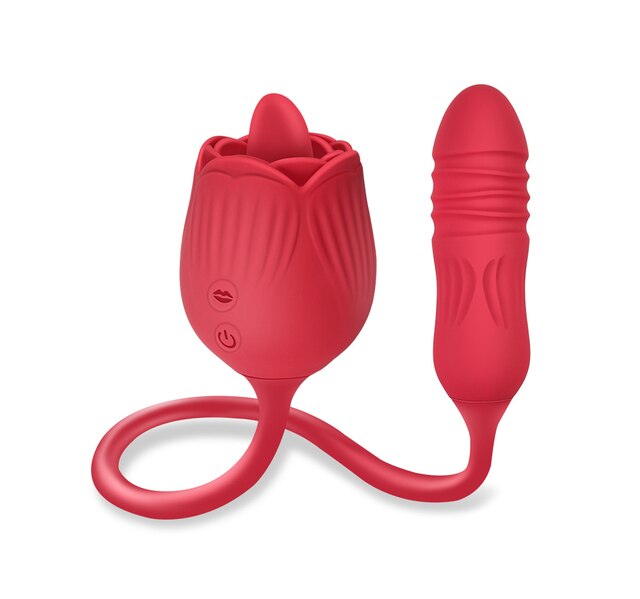 Rose Vibrator for Women Clitoral Tongue Licking Thrusting G Spot Clitoris Stimulator Butt Nipple Orgasm Masturbator Toy