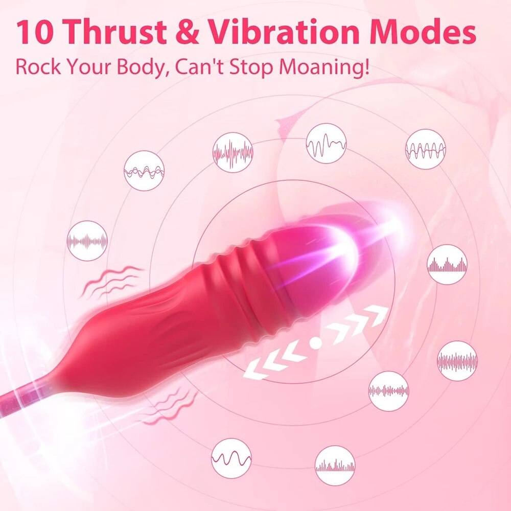 Rose Vibrator for Women Clitoral Tongue Licking Thrusting G Spot Clitoris Stimulator Butt Nipple Orgasm Masturbator Toy