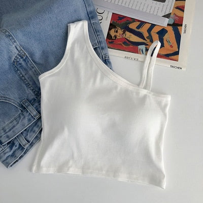 Knitted Binder Chest Woman Tank Tops Spaghetti Strap Corset Crop Camis With Built in Bras Korean Fashion Woman Tanks Camisole