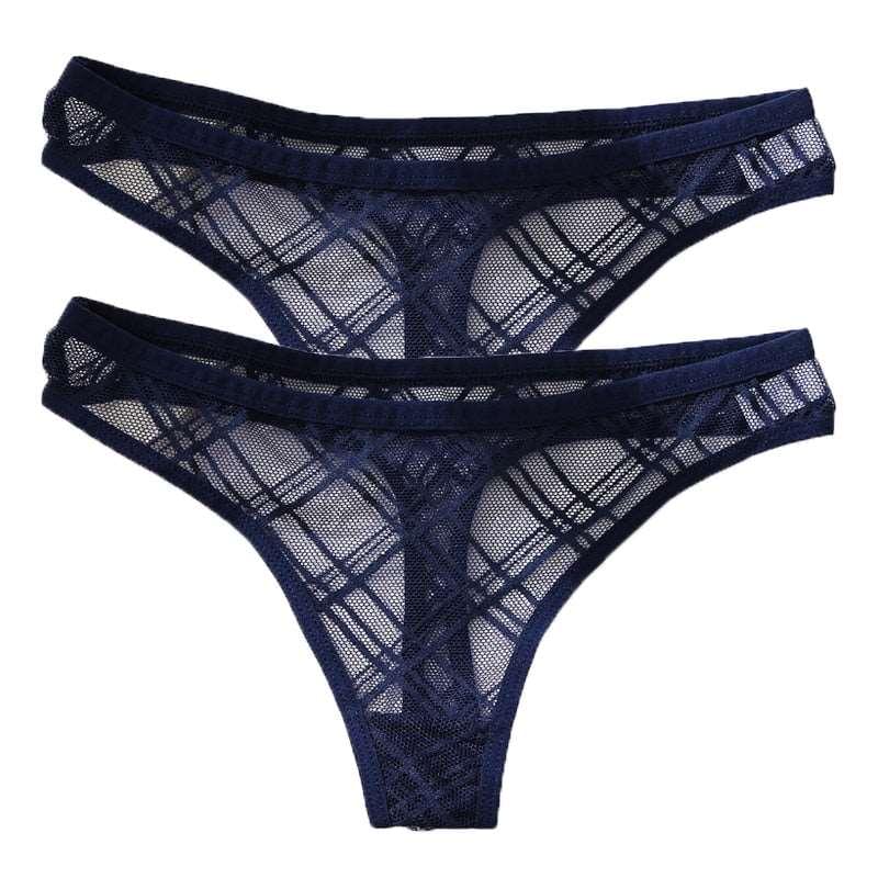 2PCS/Set Lace Sexy G-String - Transparent Women's panties Low-Waist Mesh Perspective Lingerie M-XL