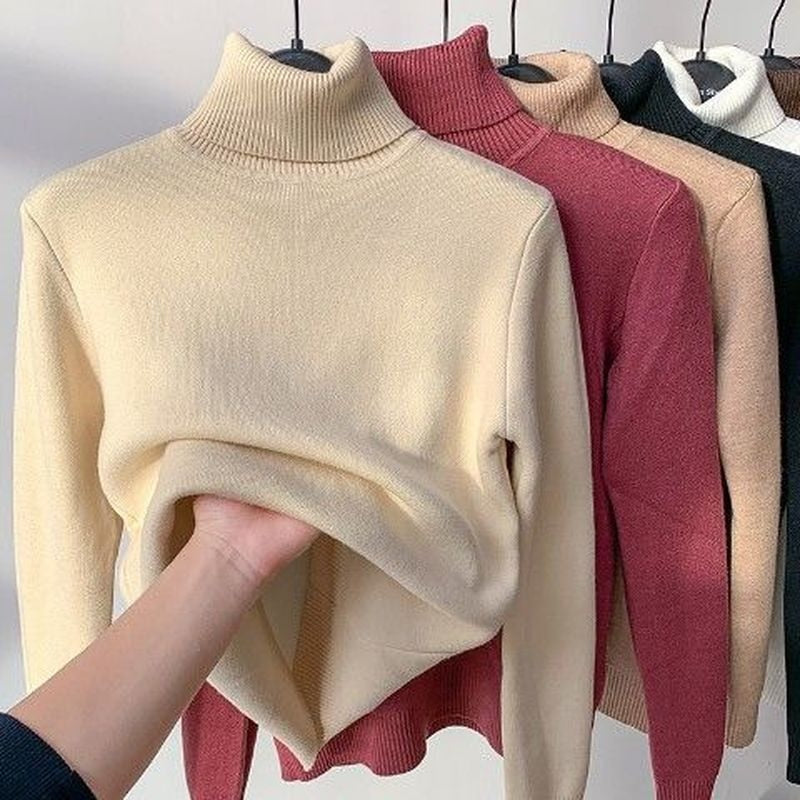 Turtle Neck Winter Sweater Women Elegant Thick Warm Female Knitted Pullover Loose Basic Knitwear Jumper Drop Shipping