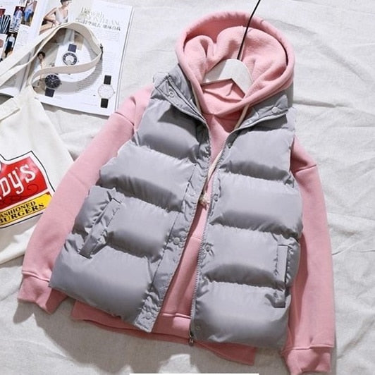 Women Winter Warm Cotton Padded Puffer Vests Sleeveless Parkas Jacket