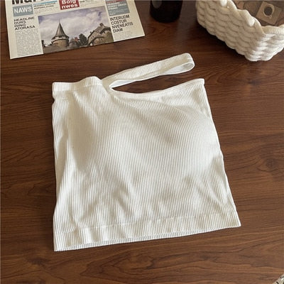 Knitted Binder Chest Woman Tank Tops Spaghetti Strap Corset Crop Camis With Built in Bras Korean Fashion Woman Tanks Camisole