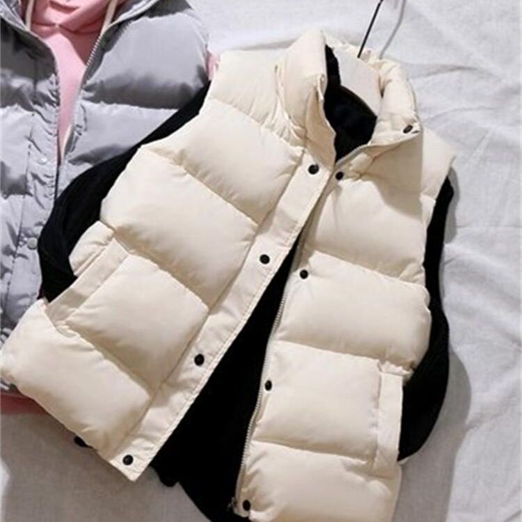 Women Winter Warm Cotton Padded Puffer Vests Sleeveless Parkas Jacket