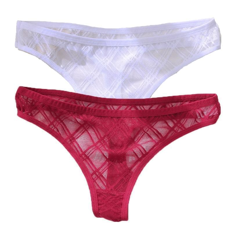 2PCS/Set Lace Sexy G-String - Transparent Women's panties Low-Waist Mesh Perspective Lingerie M-XL