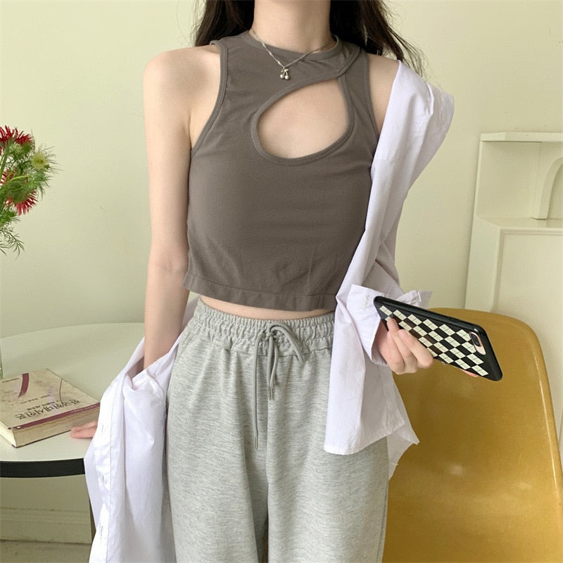 Knitted Binder Chest Woman Tank Tops Spaghetti Strap Corset Crop Camis With Built in Bras Korean Fashion Woman Tanks Camisole