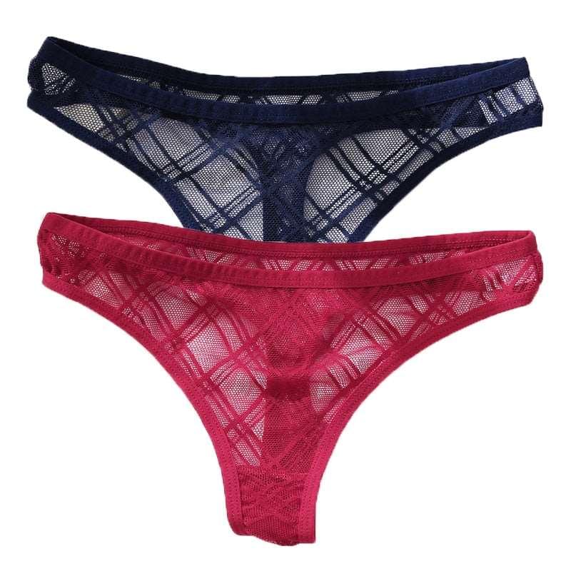 2PCS/Set Lace Sexy G-String - Transparent Women's panties Low-Waist Mesh Perspective Lingerie M-XL