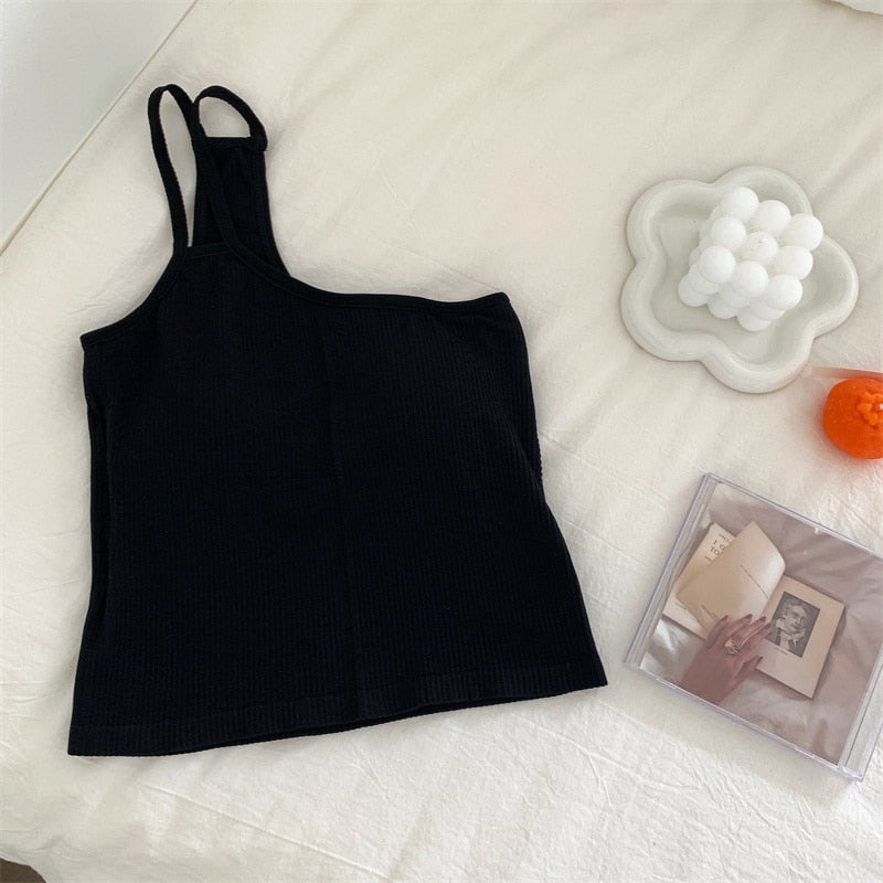 Knitted Binder Chest Woman Tank Tops Spaghetti Strap Corset Crop Camis With Built in Bras Korean Fashion Woman Tanks Camisole