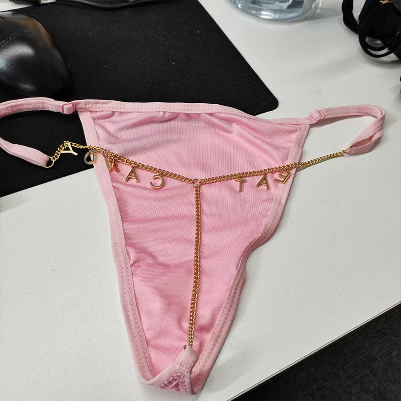 Sexy Custom Thong With Waist Chain Body Jewelry