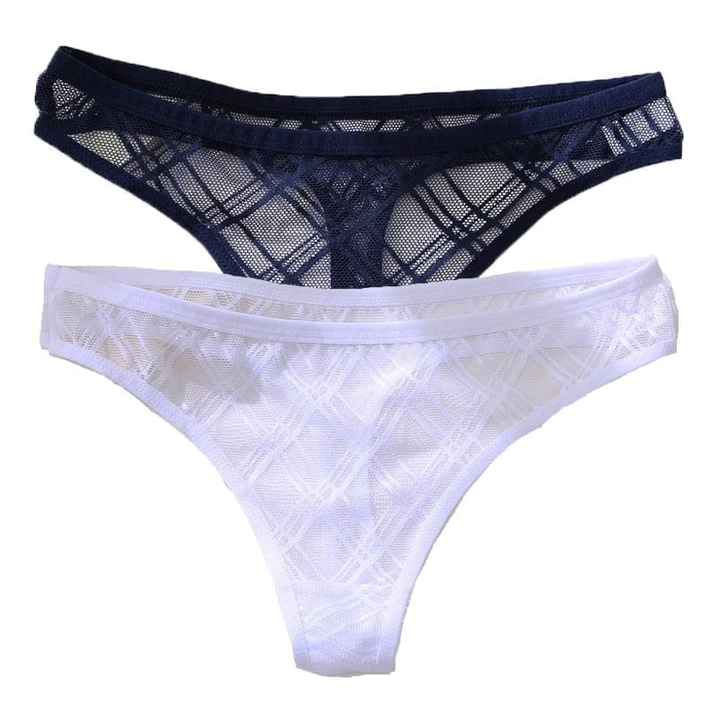 2PCS/Set Lace Sexy G-String - Transparent Women's panties Low-Waist Mesh Perspective Lingerie M-XL