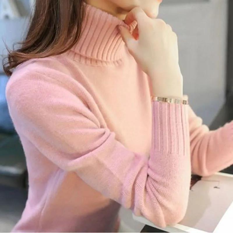 Women's Turtleneck Sweater Pure Color Loose 2022 New Trending SweaterAutumn Winter Pullover Korean Fashion Ladies Top Knitwear