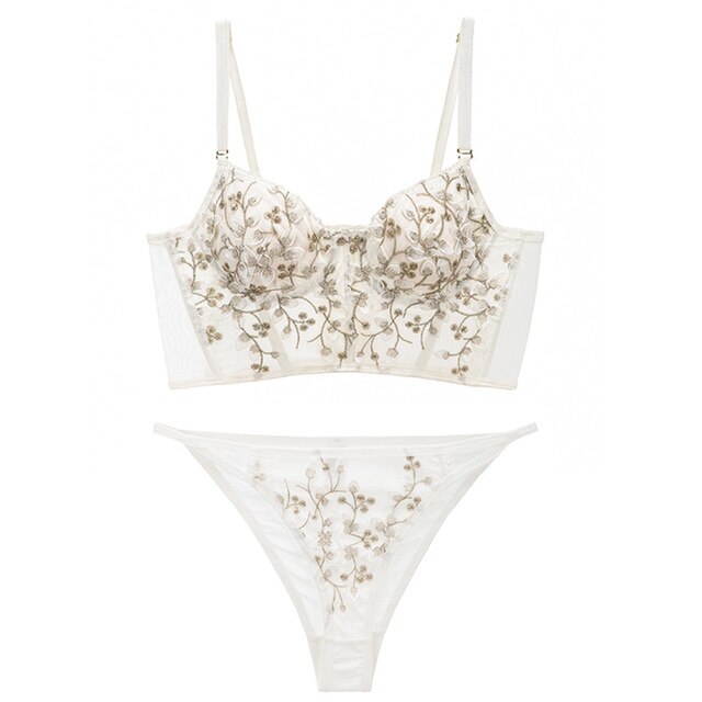 Sexy Lingerie for Women Underwear Set Lace Embroidery Brassiere Women&#39;s Lingerie Set Push Up Thin Bralette Deep V Bra and Panty