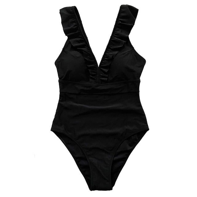 Sexy One Piece Swimsuit 2022 Women Striped Ruffled Swimwear Women Vintage Print Monokini Female Bodysuit Girl Beach Bathing Suit