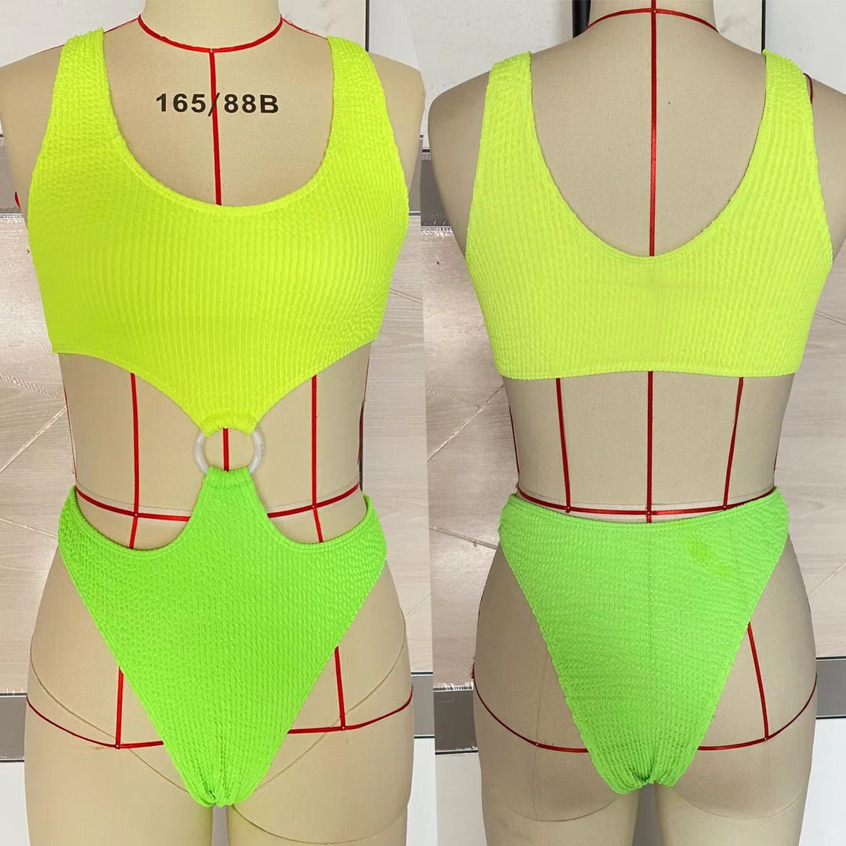 Sexy Women One Piece Swimsuit 2022 Textured Female Swimwear High Waist Monokini Push Up Swimming Suits Beachwear Beach Bodysuit