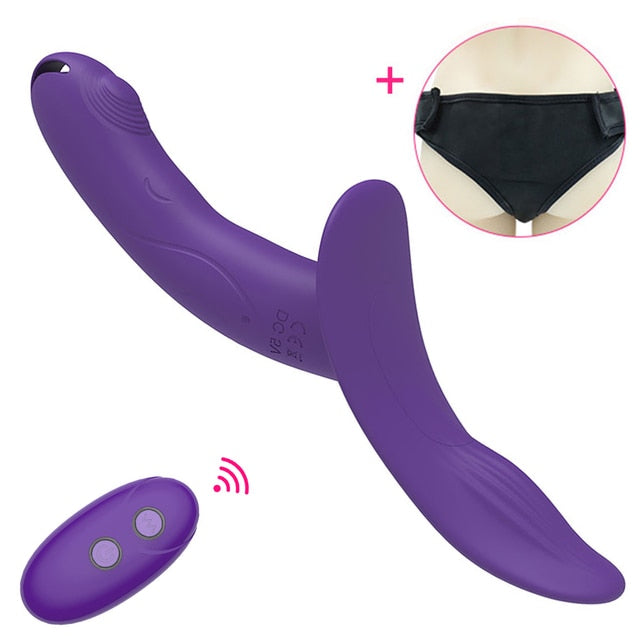 Strapless Strapon Dildo Vibrator Remote Control Lesbian Strap-on Double Ended Dildo Panties Adults Sex Toys for Women Female