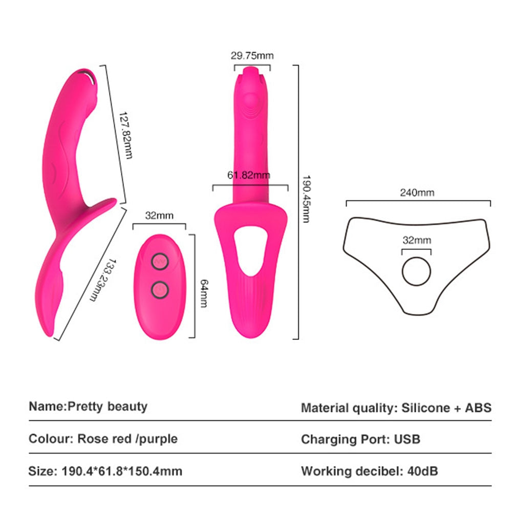 Strapless Strapon Dildo Vibrator Remote Control Lesbian Strap-on Double Ended Dildo Panties Adults Sex Toys for Women Female