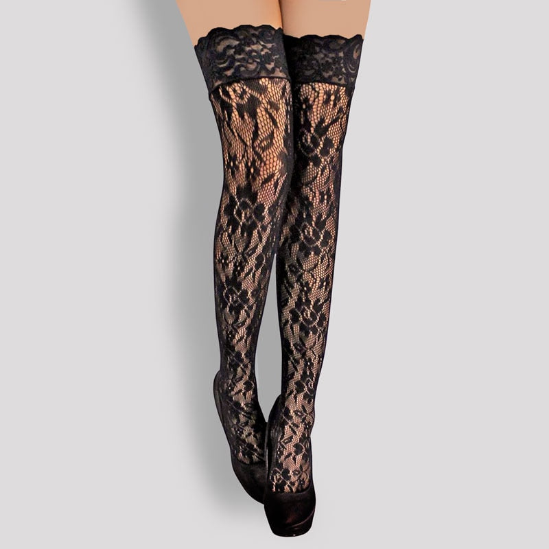 Thigh High Stockings Jacquard Tights Lingerie Fishnet Stocking Sexy Lace Top Suspender Sheer Intimates Erotic Bodysuit Pantyhose