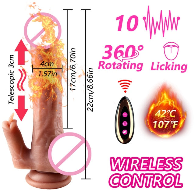 Wireless Remote Telescopic Dildo Vibrator Layer Silicone Big Penis Heating Realistic Dildo G spot Massage Sex Toy For Women Shop