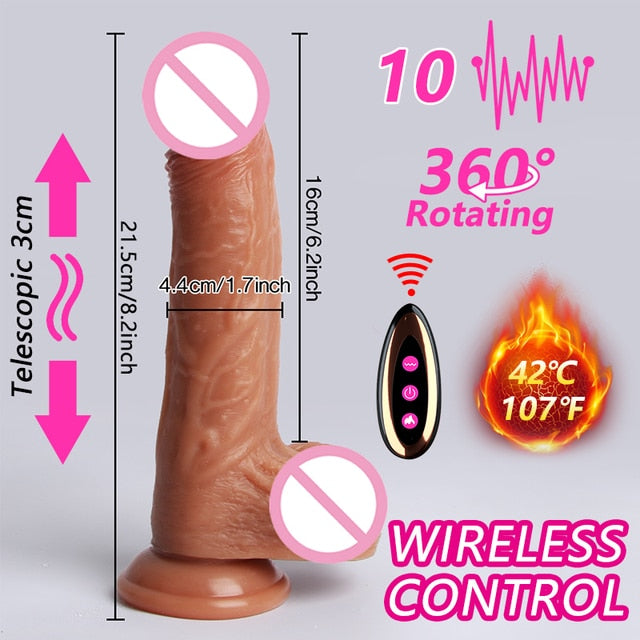 Wireless Remote Telescopic Dildo Vibrator Layer Silicone Big Penis Heating Realistic Dildo G spot Massage Sex Toy For Women Shop