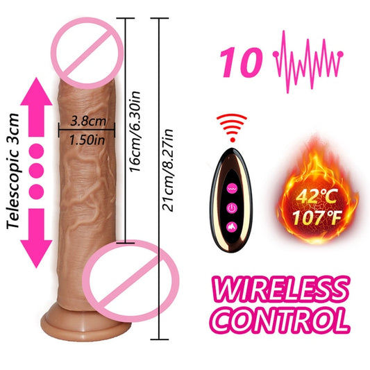 Wireless Remote Telescopic Dildo Vibrator Layer Silicone Big Penis Heating Realistic Dildo G spot Massage Sex Toy For Women Shop