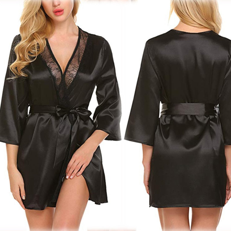 Women Sexy Silk Dressing - Bath Robe