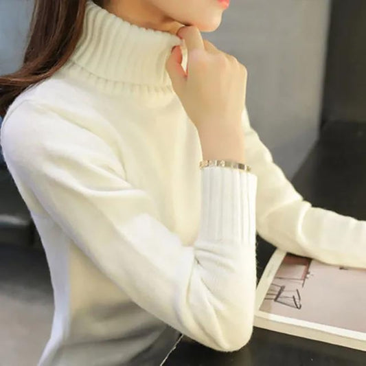 Women's Turtleneck Sweater Pure Color Loose 2022 New Trending SweaterAutumn Winter Pullover Korean Fashion Ladies Top Knitwear