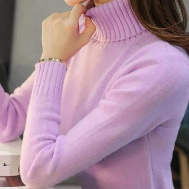 Women's Turtleneck Sweater Pure Color Loose 2022 New Trending SweaterAutumn Winter Pullover Korean Fashion Ladies Top Knitwear